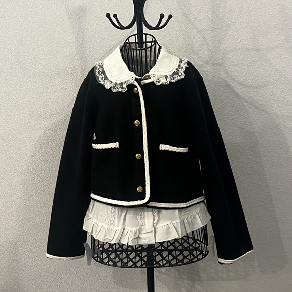 J.Crew Cropped bouclé yarn lady jacket black and white size medium - Picture 5 of 7